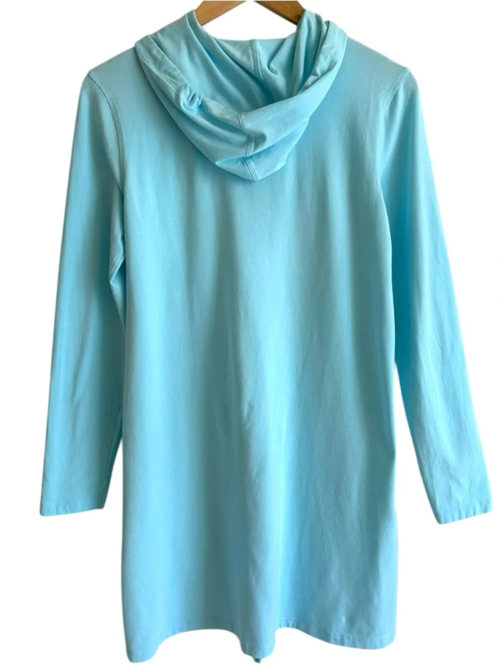 Coolibar Cabana Long Zip Front Hoodie Teal UPF 50+ Sun Protection Top Swim Cover - Picture 4 of 16